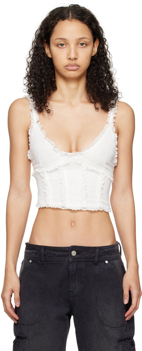 Безрукавка GUIZIO Guizio Soler Ruffle Trim Tank Top білий | R24115W034
