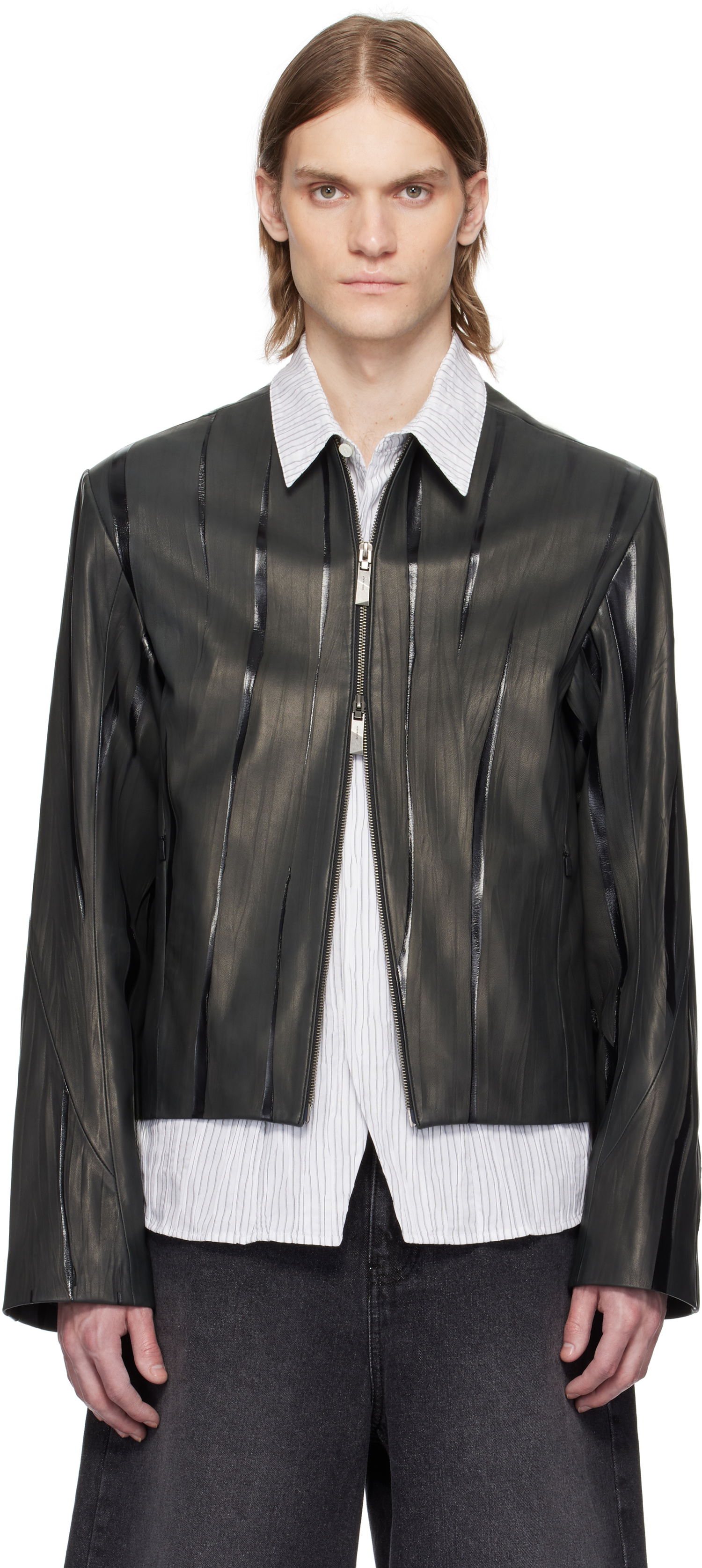 Куртка бомбер ADER ERROR ADER error Product. 14 Cropped Leather Jacket чорний | BO01SSJK0107BK, 0
