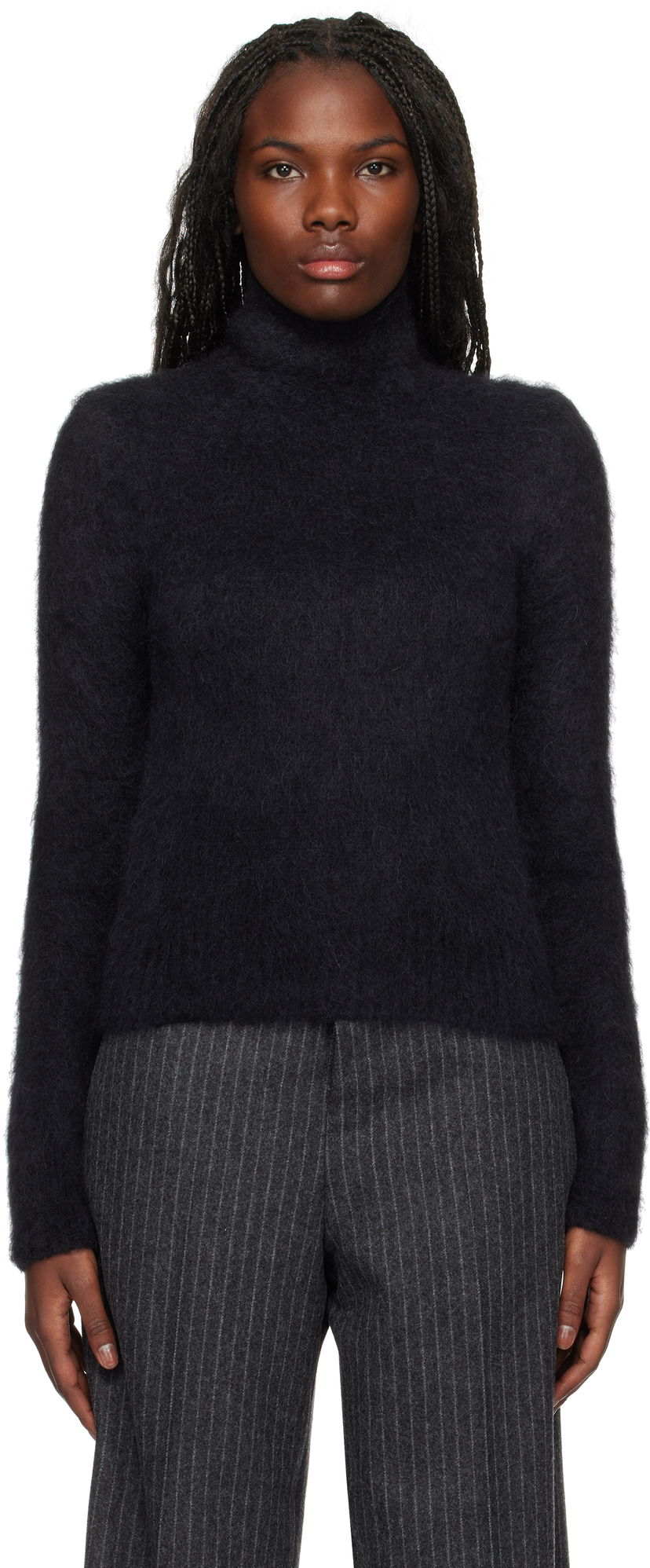 Cветр AMI Alpaca Mohair Brushed Turtleneck чорний | FKS447.KN0056