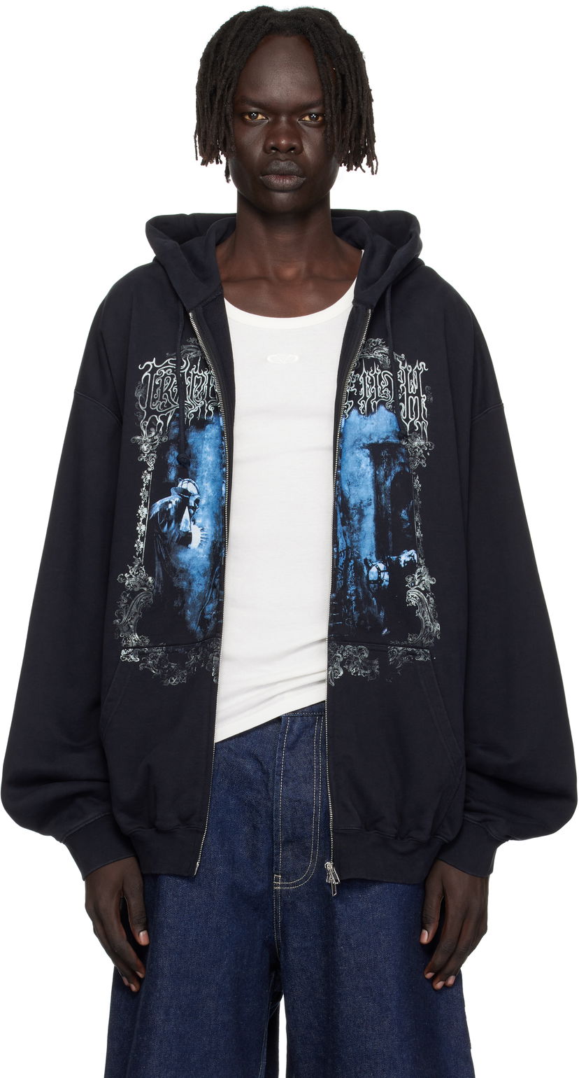 Світшоти VETEMENTS VETEMENTS Cradle of Filth Oversized Zip-Up Hoodie чорний | UCF76ZU800B