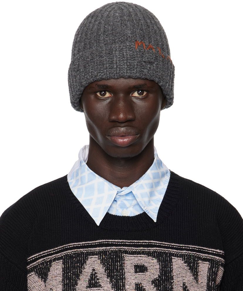 Шапка Marni Gray Shetland Wool Beanie Сірий | CLZC0145Q0 UFH938