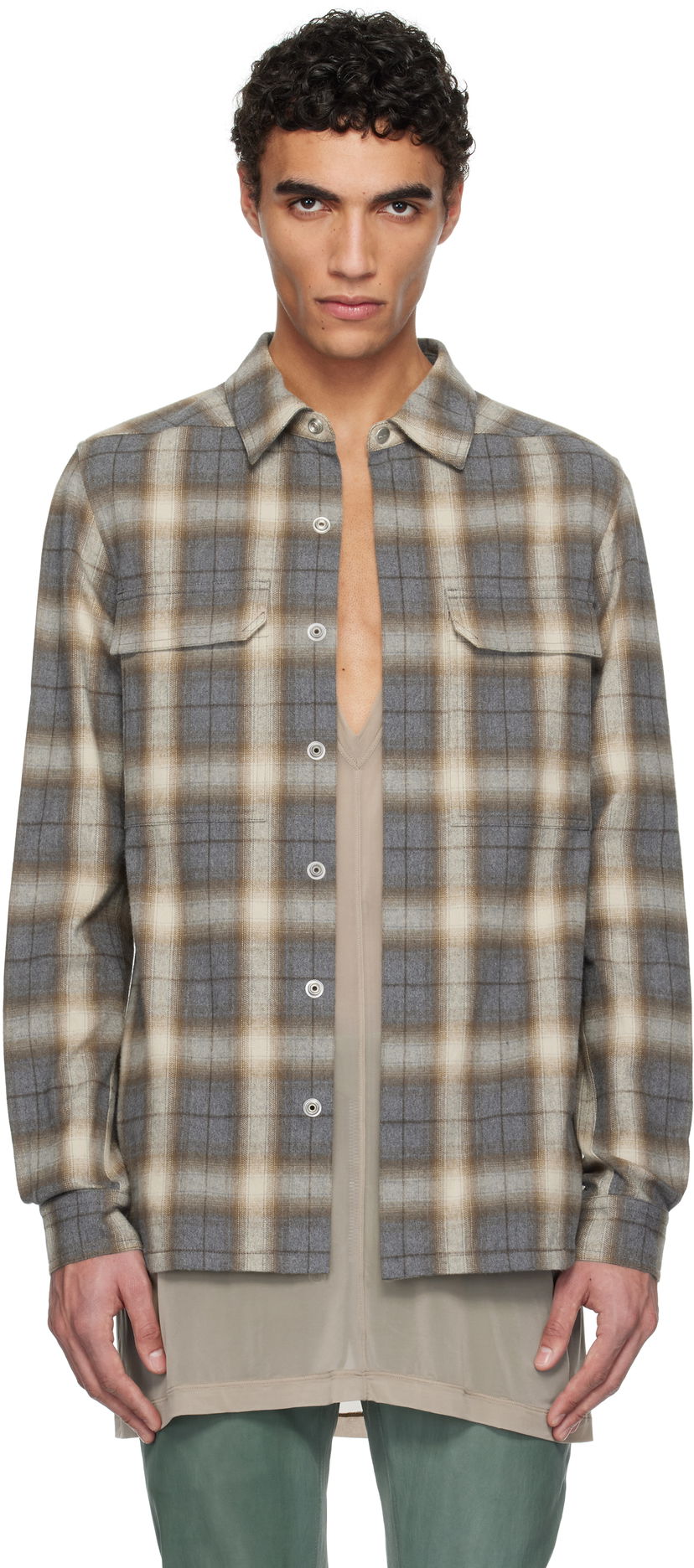 Сорочка Rick Owens Rick Owens Hollywood Plaid Overshirt Коричневий | RU01E5236 CP