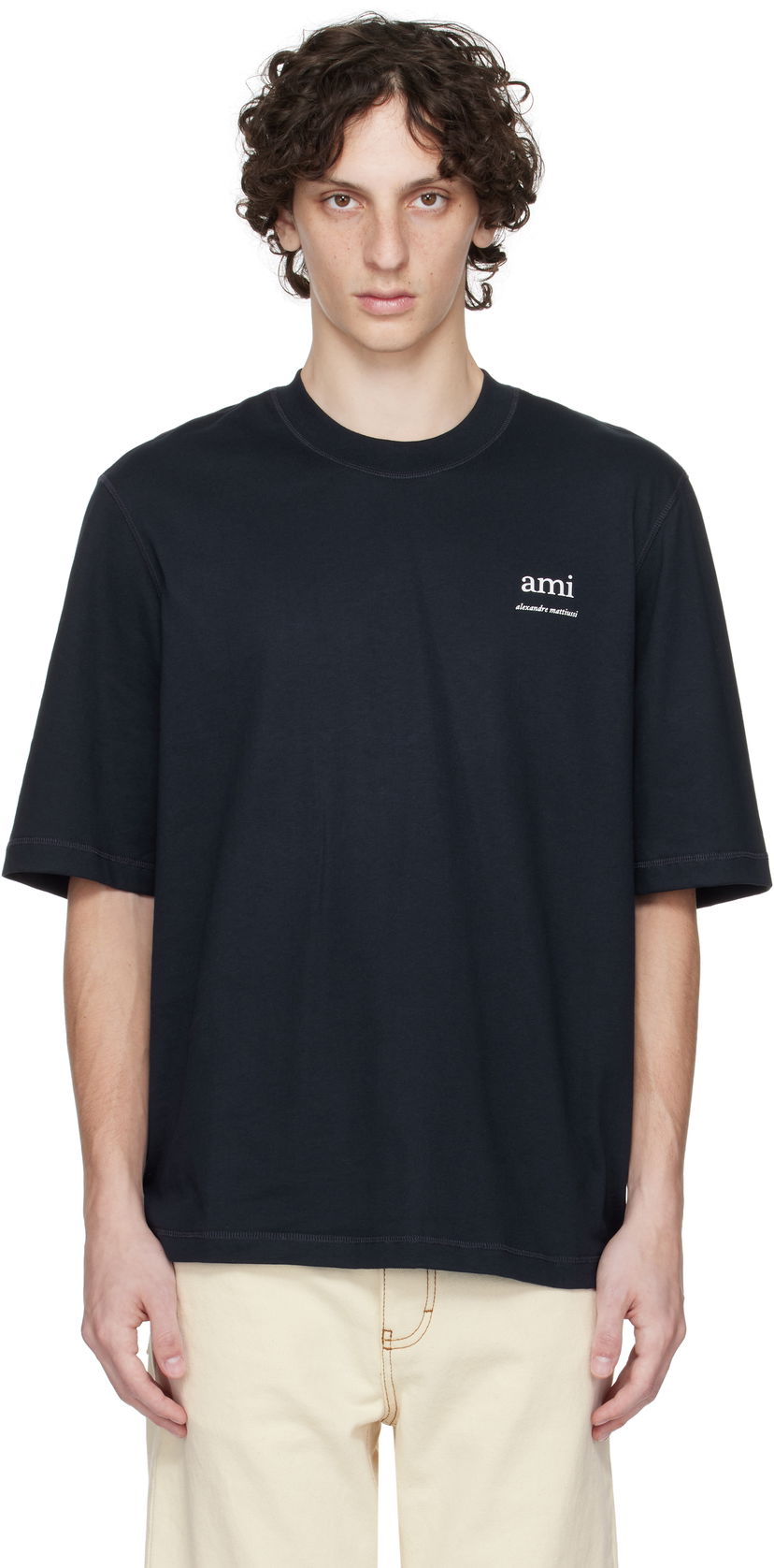 Футболка AMI AMI Paris Cotton T-Shirt чорний | HTS048.JE0119