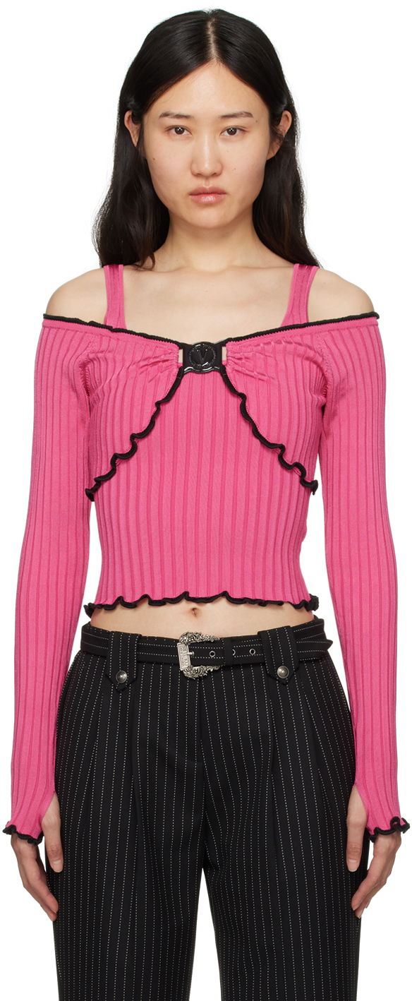 Cветр Versace V-Emblem Sweater Рожевий | E76HAFM16_ECMH36