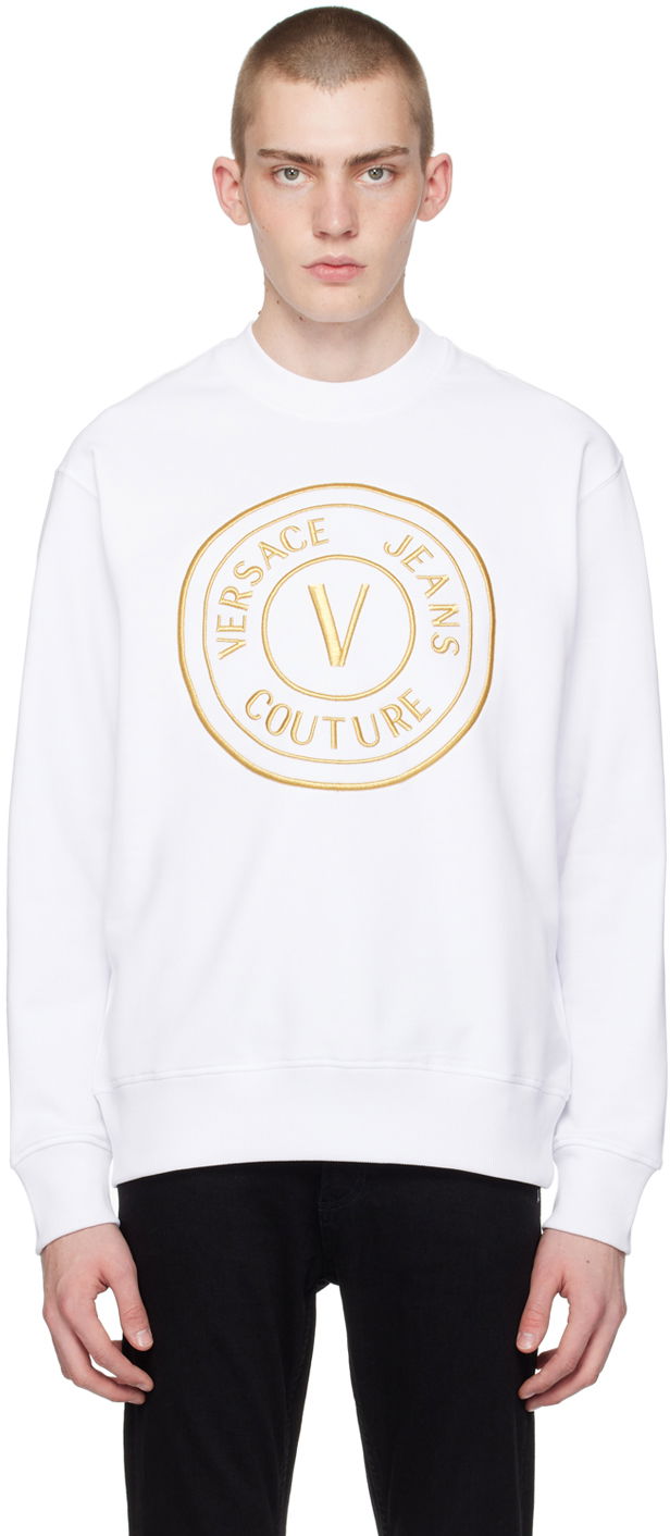 Світшоти Versace Jeans Couture White V-Emblem Sweatshirt білий | E76GAIT04_ECF01T