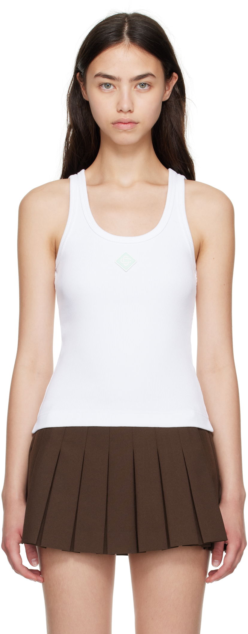 Безрукавка Casablanca Casablanca Ribbed Jersey Tank Top білий | WPF25-JTS-039-02