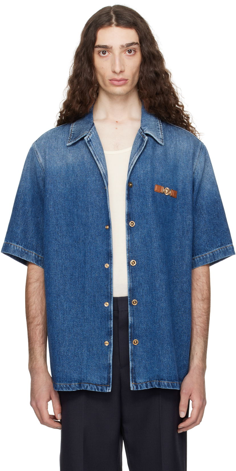 Сорочка Versace Versace Medusa Biggie Denim Shirt Синій | 1020702_1A15015