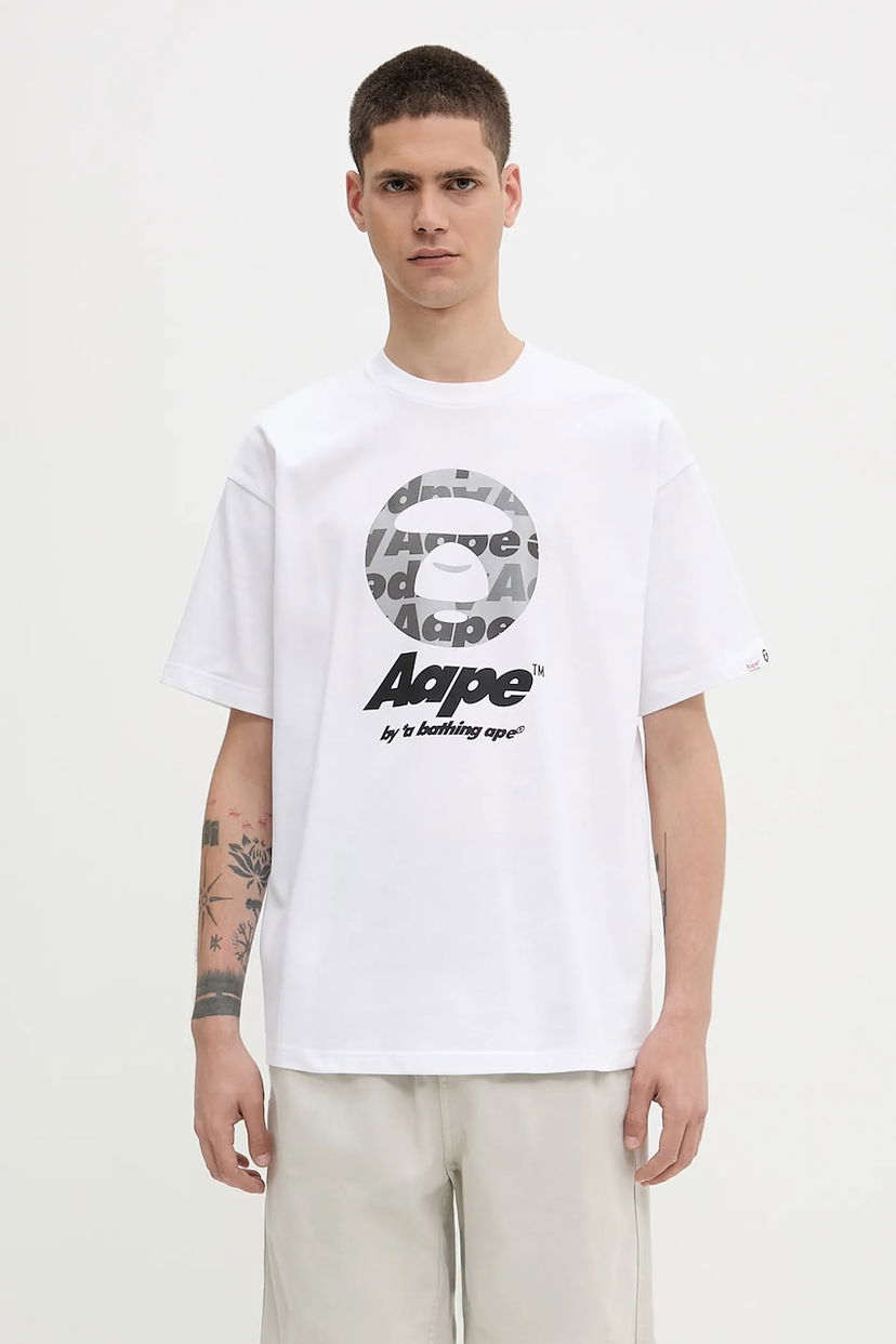 Футболка AAPE by A Bathing Ape AAPE Basic Print T-Shirt білий | AAPTEM1639XXO