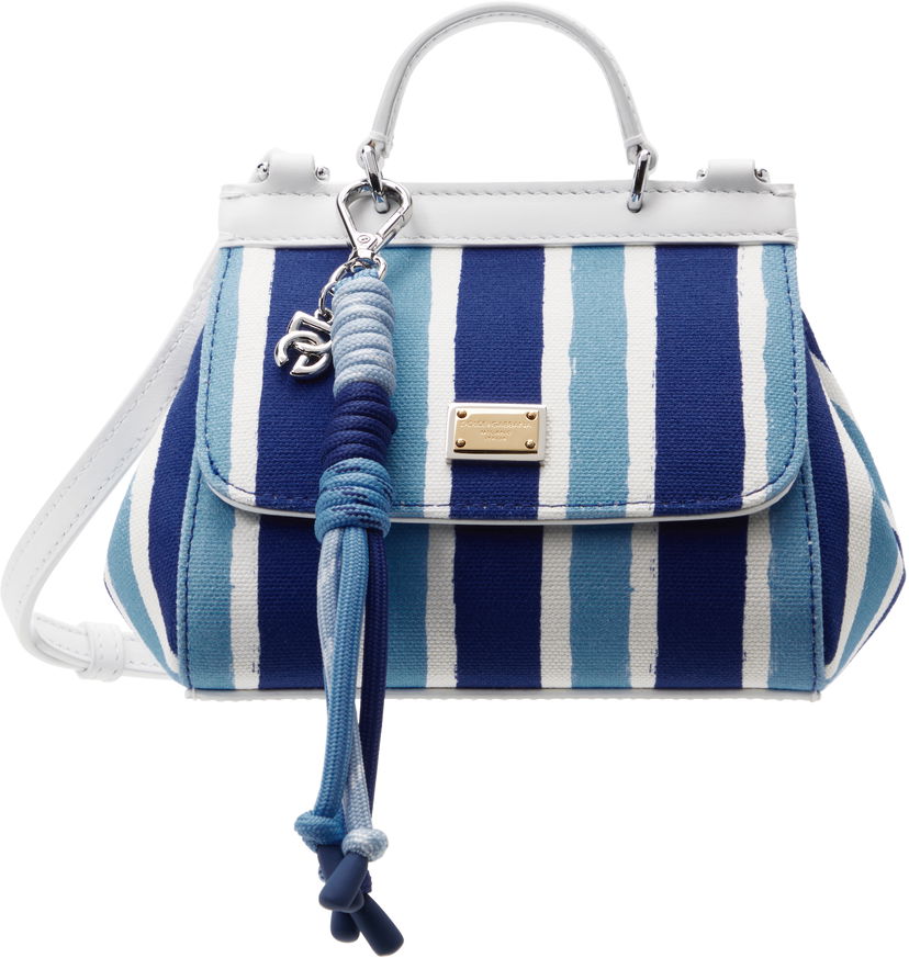 Сумочка Dolce & Gabbana Dolce&Gabbana Sicily Striped Canvas Crossbody Bag Синій | EB0003 AD591