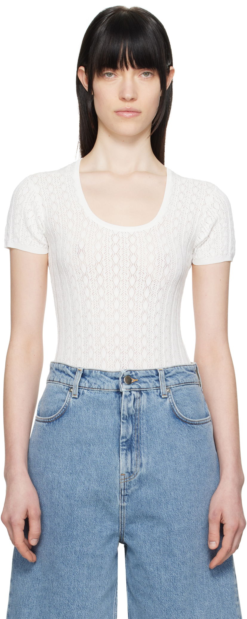Футболка Loulou de Saison Loulou de Saison Silas Bodysuit білий | SILAS