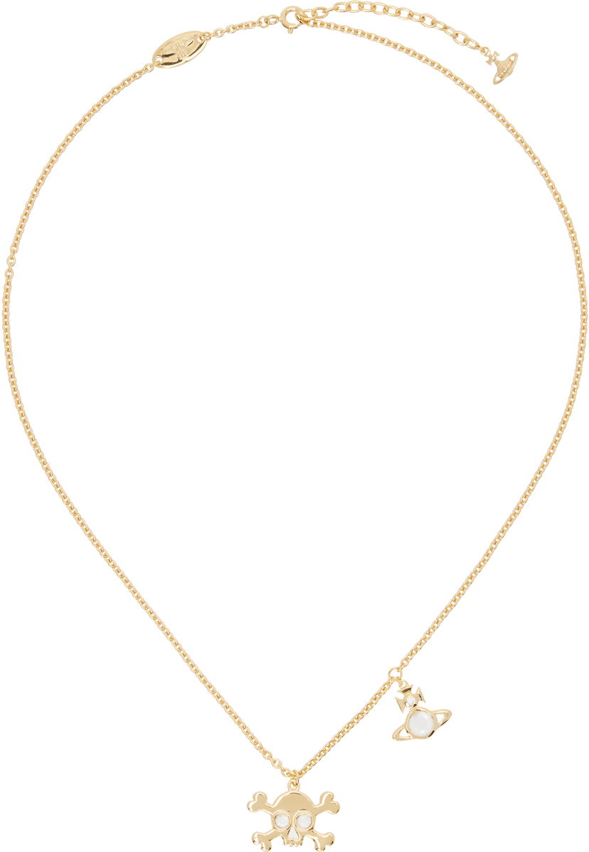 Кольє Vivienne Westwood Vivienne Westwood Gold-Tone Franky Skull & Orb Pendant Necklace Металік | 630203FY-01R102-