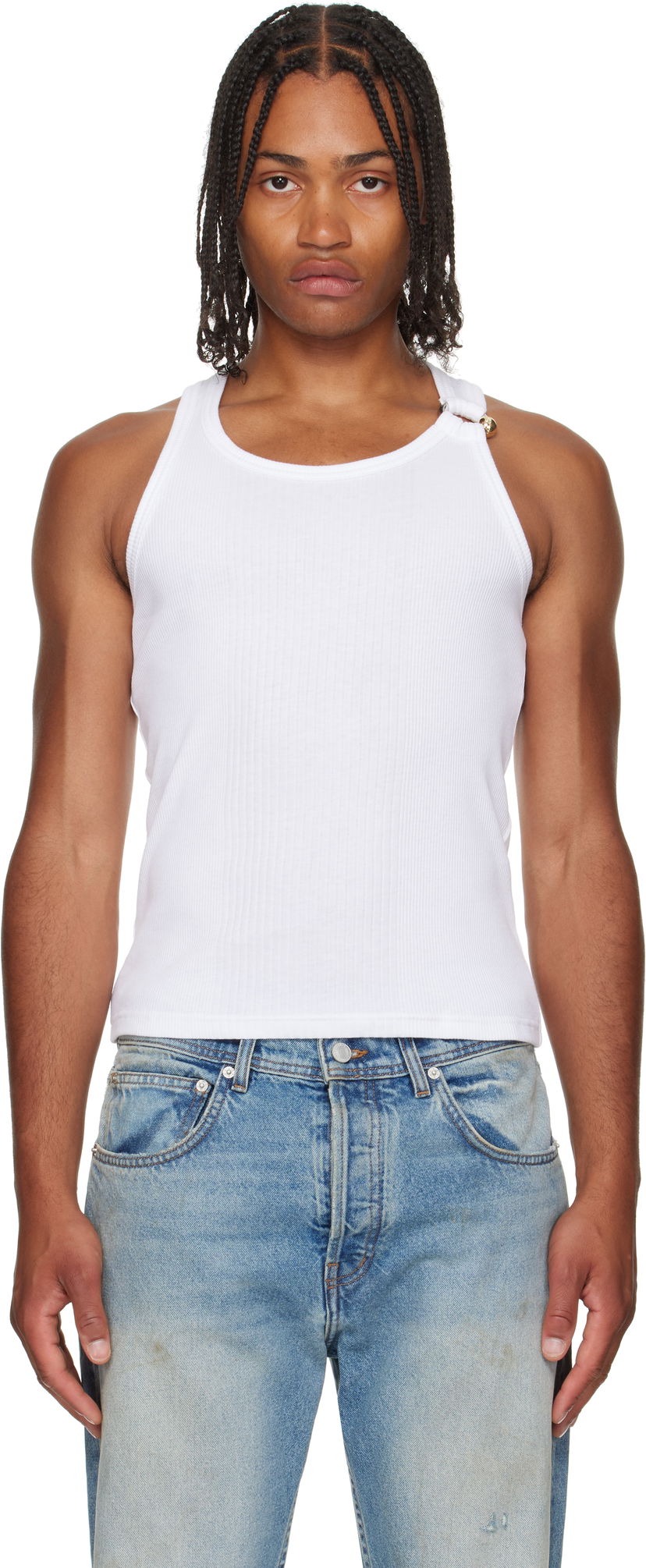 Безрукавка Jean Paul Gaultier Jean Paul Gaultier 'The Piercing' Tank Top білий | 25/03-W-TO375-J014-01