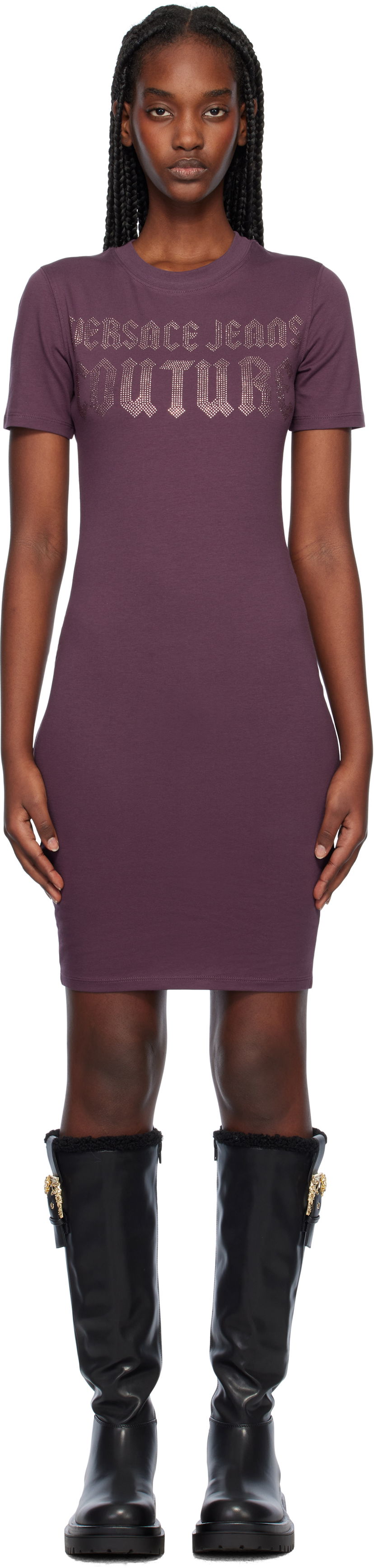 плаття Versace Gothic Logo Purple Mini Dress Бордовий | E77HAOL00_ECJ02L