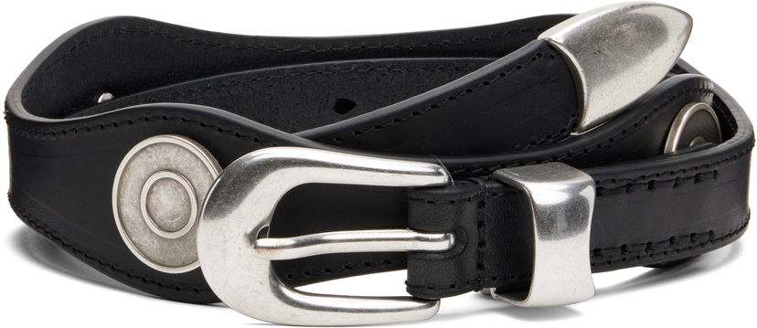 Ремені OUR LEGACY Leather Wave Belt чорний | A4258WS