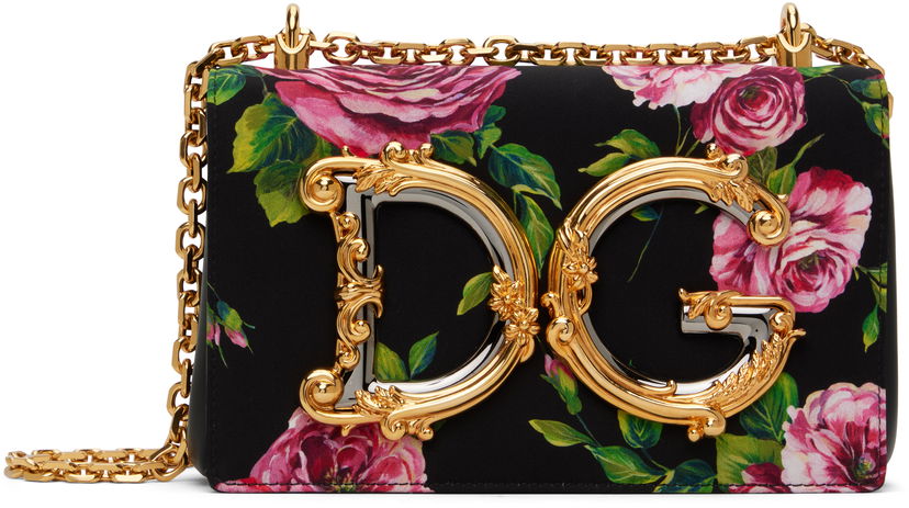 Сумочка Dolce & Gabbana Dolce&Gabbana 'DG' Floral Print Shoulder Bag чорний | BB6498 AS110