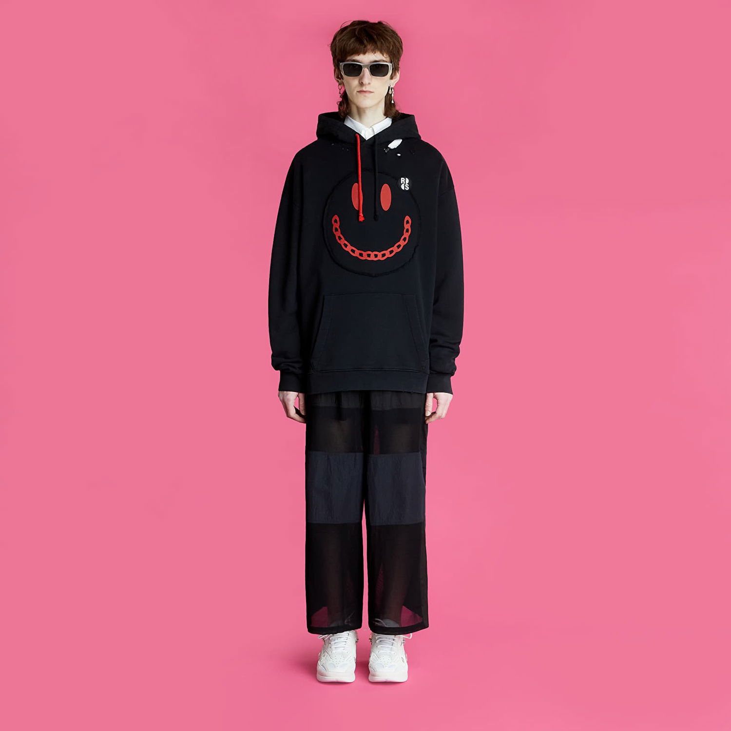 Світшоти RAF SIMONS Regular Fit Hoodie With Print Destroy Washed чорний | 224-164-19003-0099, 1