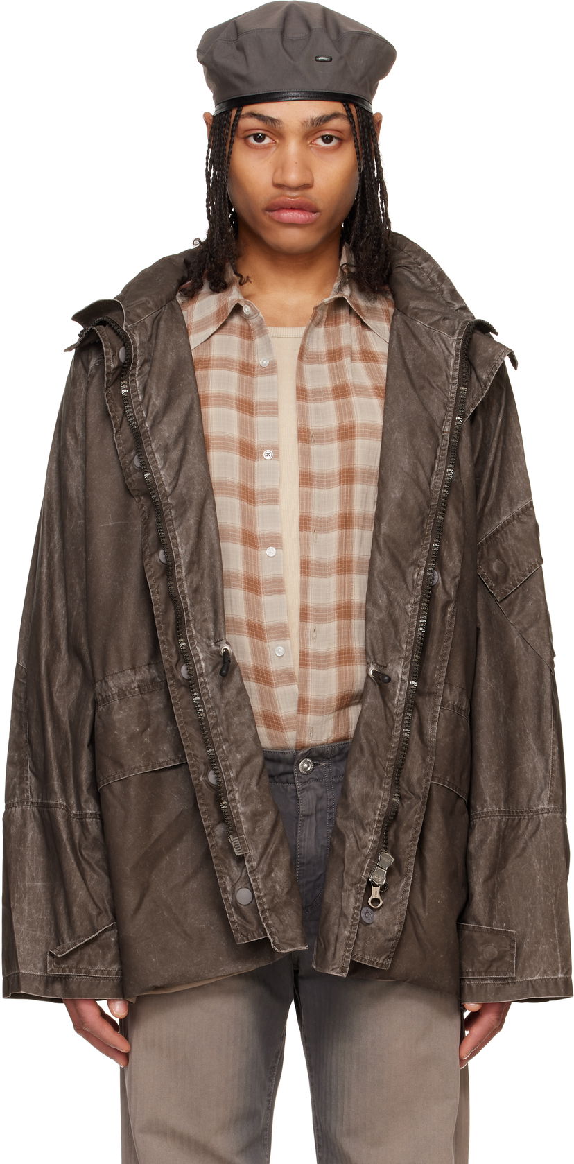Парка OUR LEGACY Our Legacy Horizon Hooded Waxed Cotton Jacket Сірий | M2251HAB