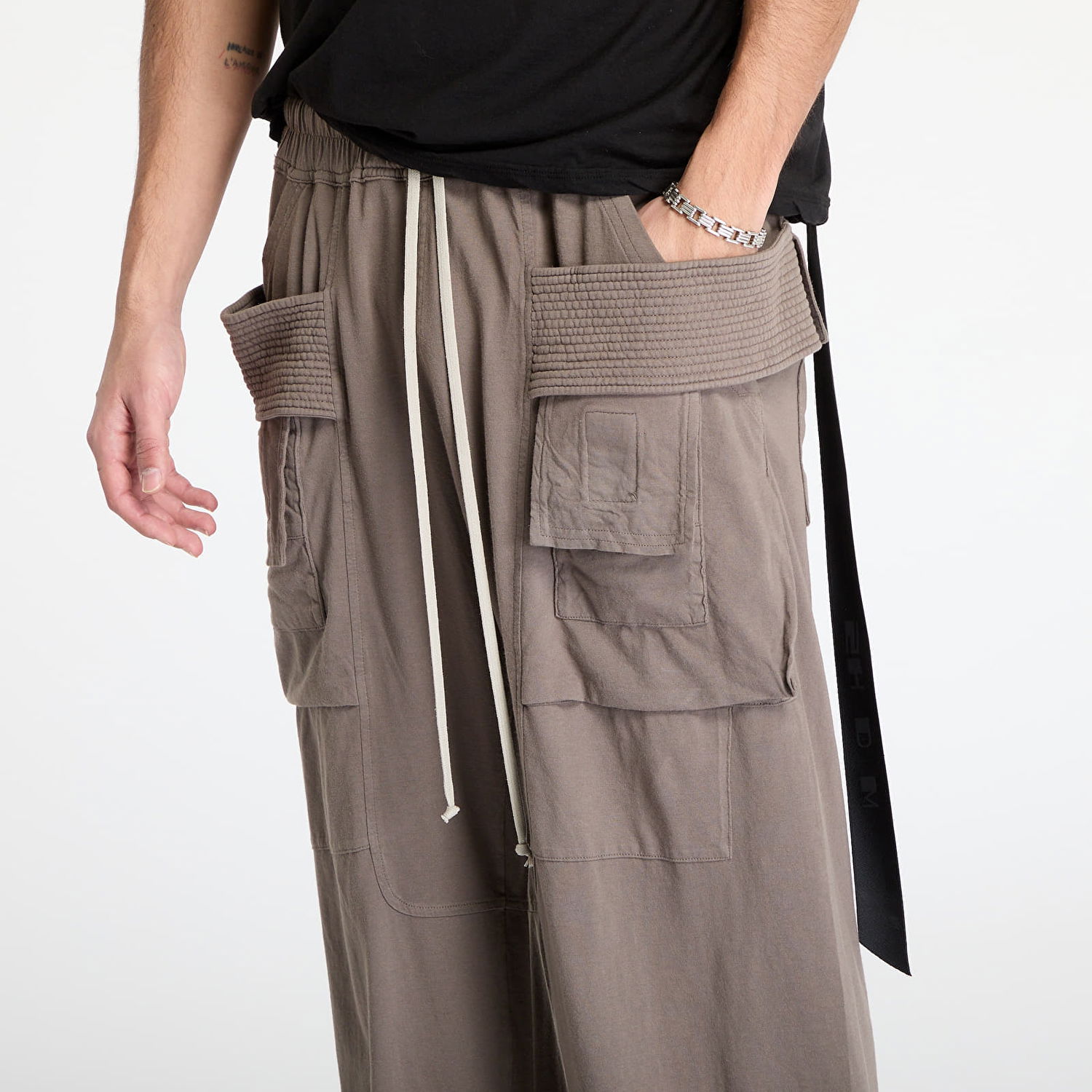 Штани карго Rick Owens Rick Owens DRKSHDW Creatch Wide Cargo Drawstring Pants Коричневий | DU01E3394 RN 34, 1