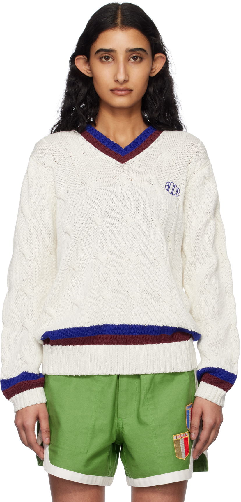 Cветр Bode Bode Tennis Knit Sweater білий | MRS25KT052