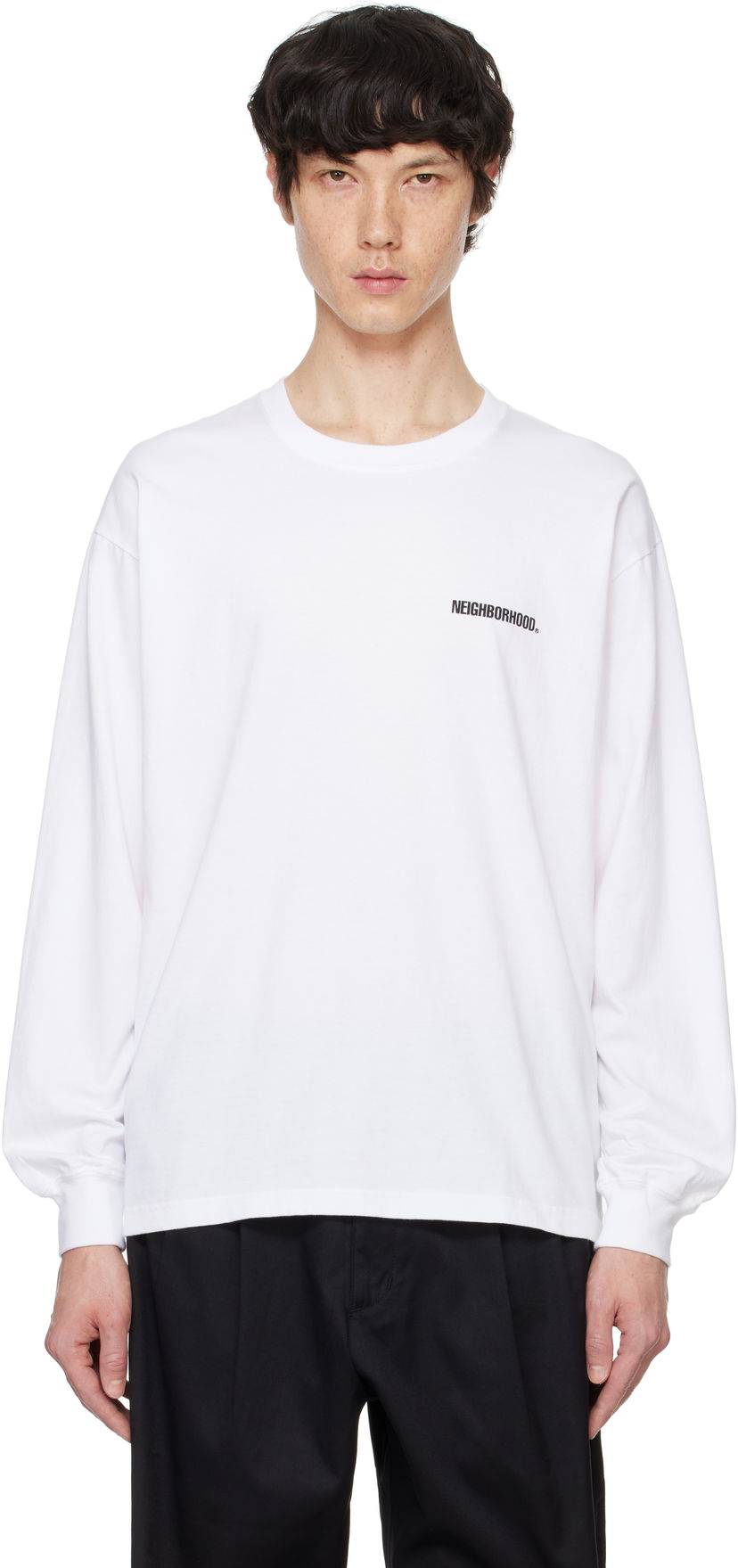 Футболка Neighborhood Long Sleeve T-Shirt білий | 242PCNH-LT01