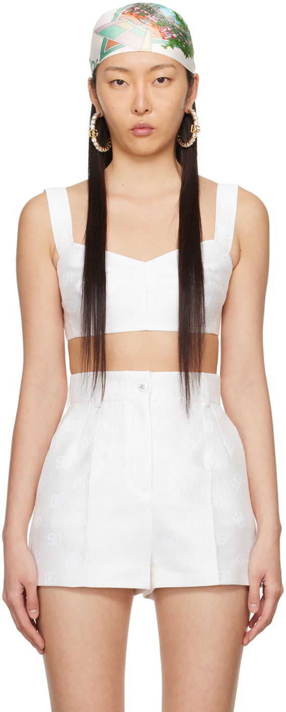Безрукавка Dolce & Gabbana Jacquard Tank Top білий | F7Q34T HJMOW