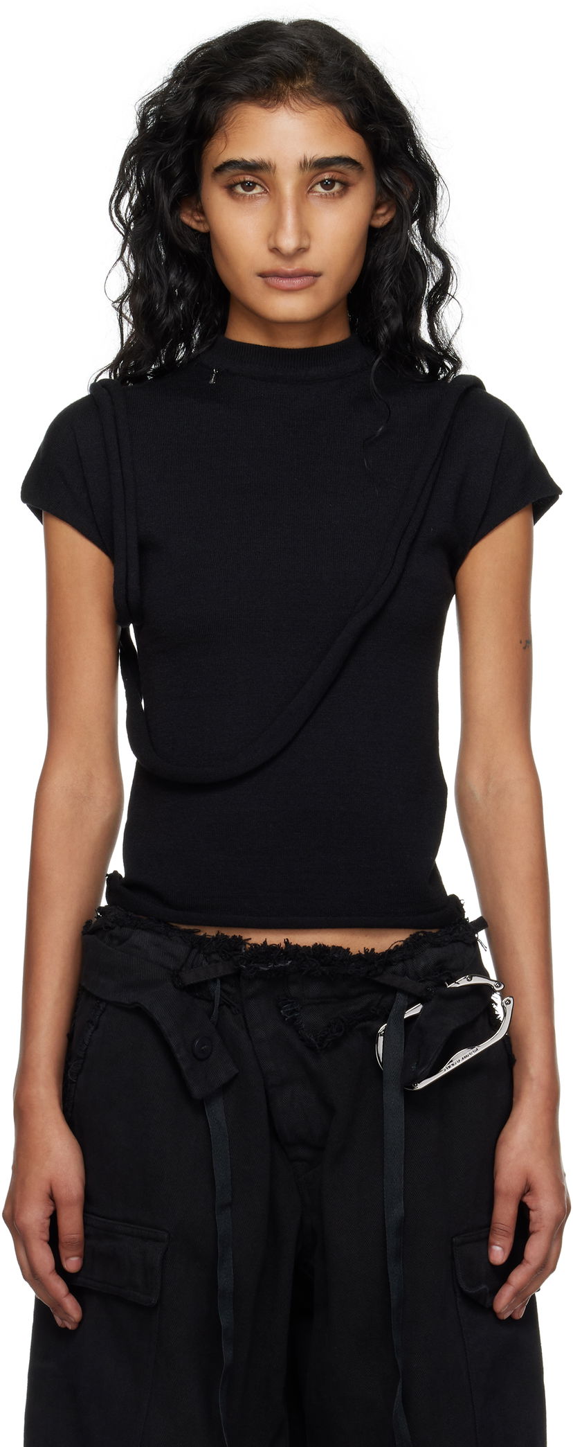 Футболка Ottolinger Ottolinger Deconstructed Knit T-shirt чорний | 107-106107-01