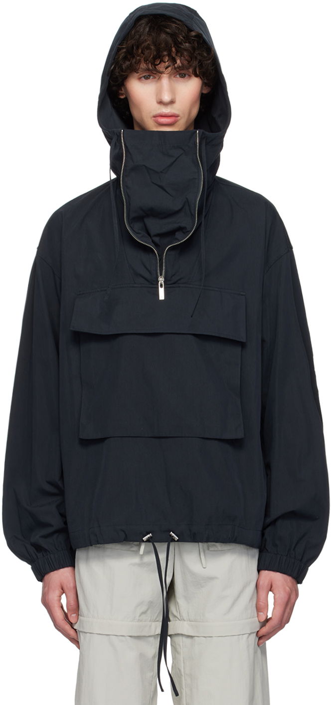 Вітровка Helmut Lang Gusset Hooded Jacket темно-синій | O04HM101
