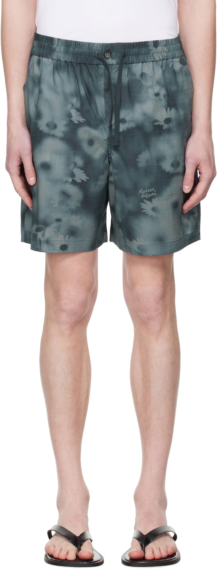 Шорти MAISON KITSUNÉ Maison Kitsuné Printed Elasticated Shorts Зелений | OM01407WW9054
