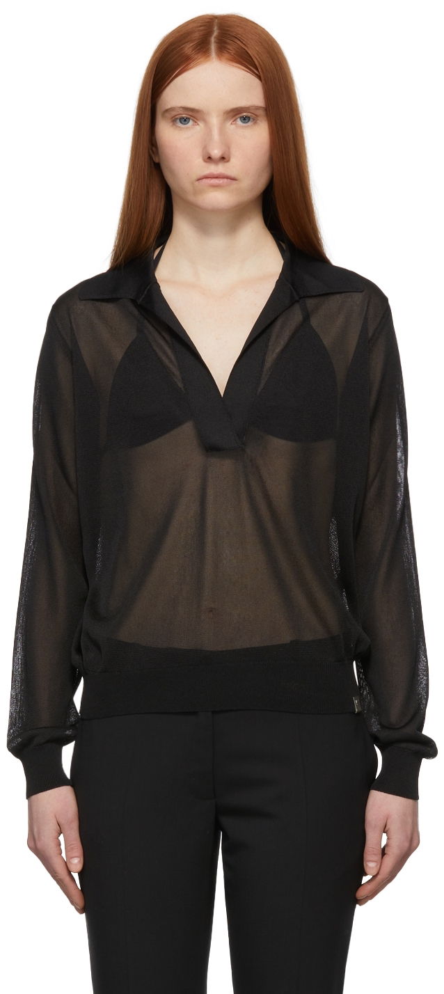 Сорочка 1017 ALYX 9SM Sheer Long Sleeve Polo чорний | AAWKN0139YA01.S22