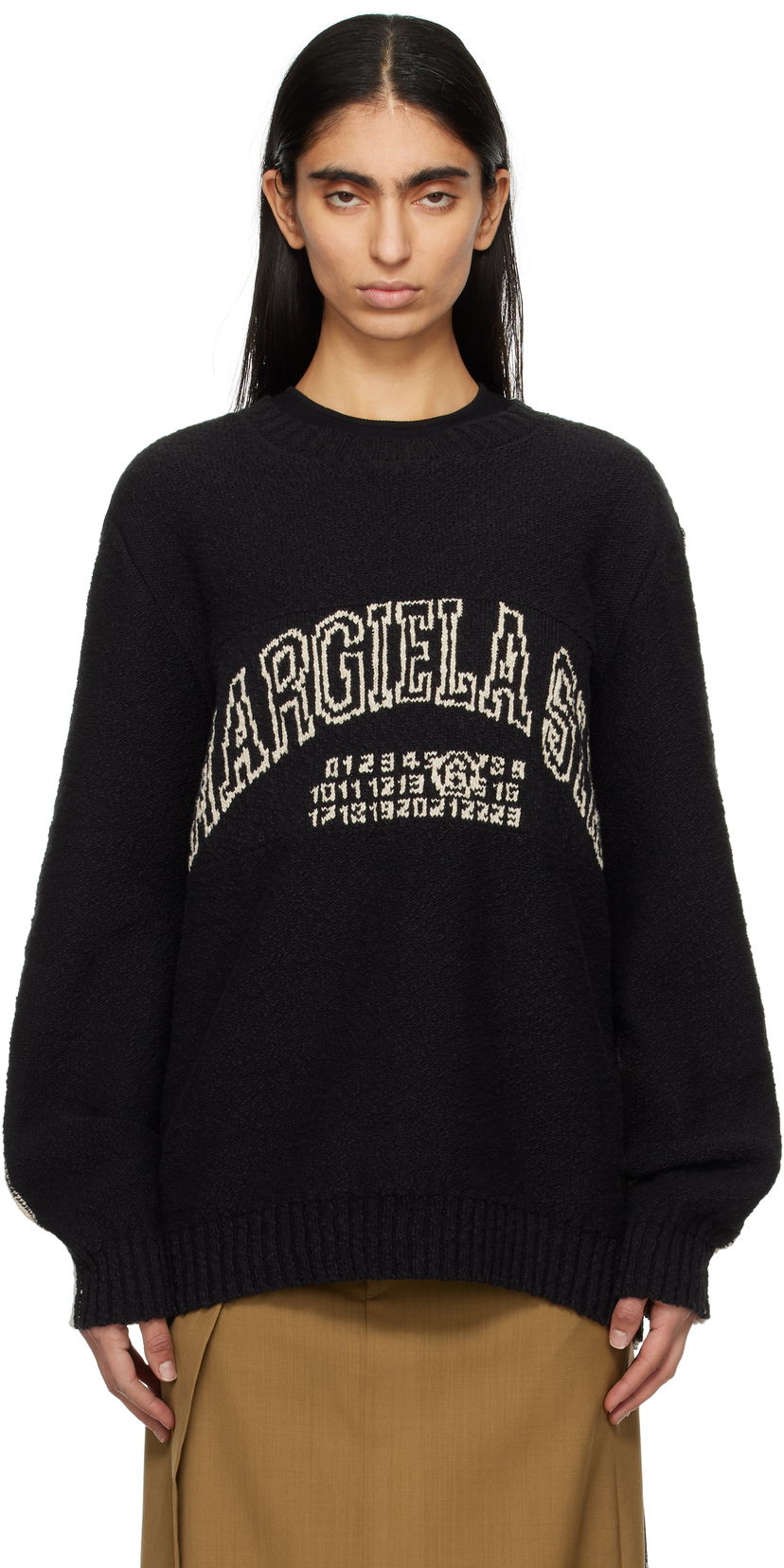 Cветр Maison Margiela MM6 Maison Margiela Varsity Jacquard Sweater чорний | SH0HL0025 M13084