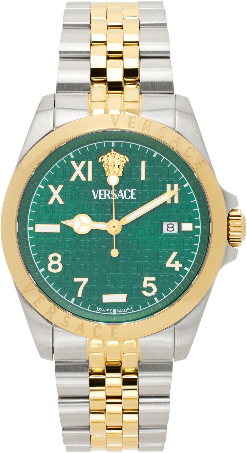 Годинник Versace Green Dial & Gold & Silver Bracelet Watch Зелений | VE9H00524