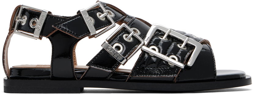 Аксесуари GANNI GANNI Buckle Strap Flat Sandals чорний | S2934