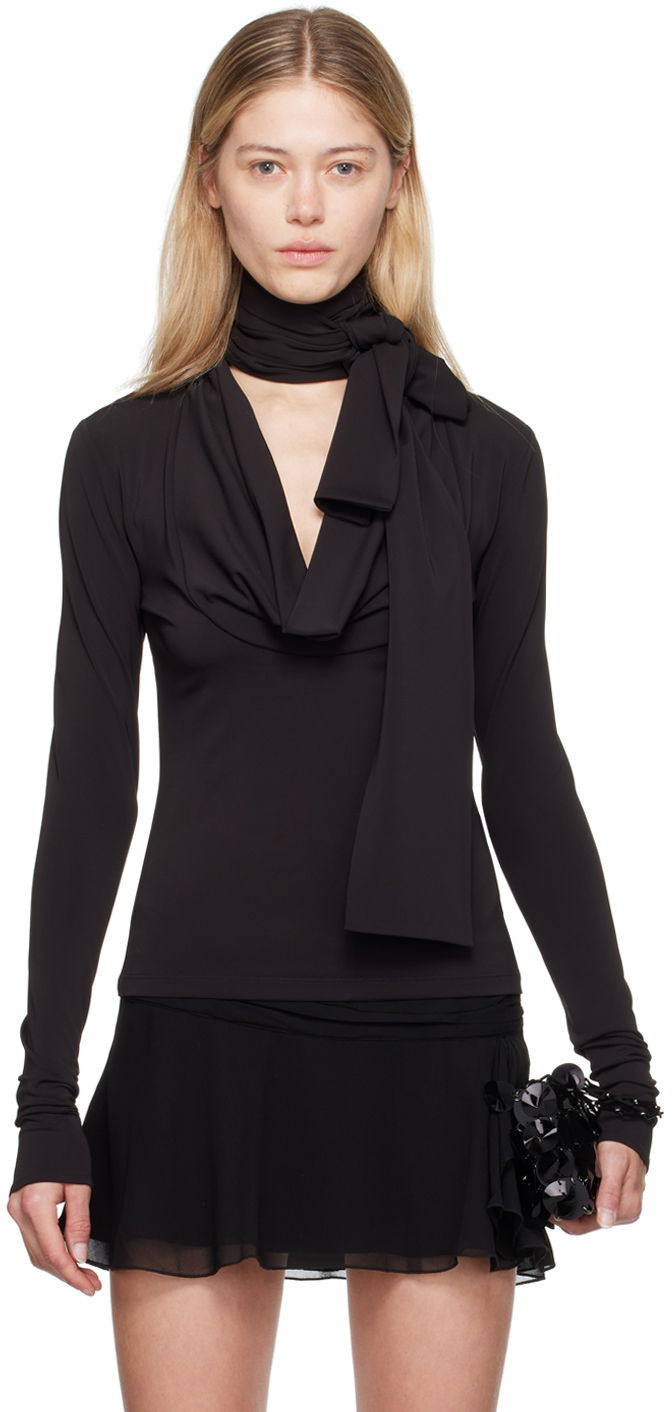 Спідниця Blumarine Blumarine Cowl Neck Long Sleeve Top чорний | A422C286A
