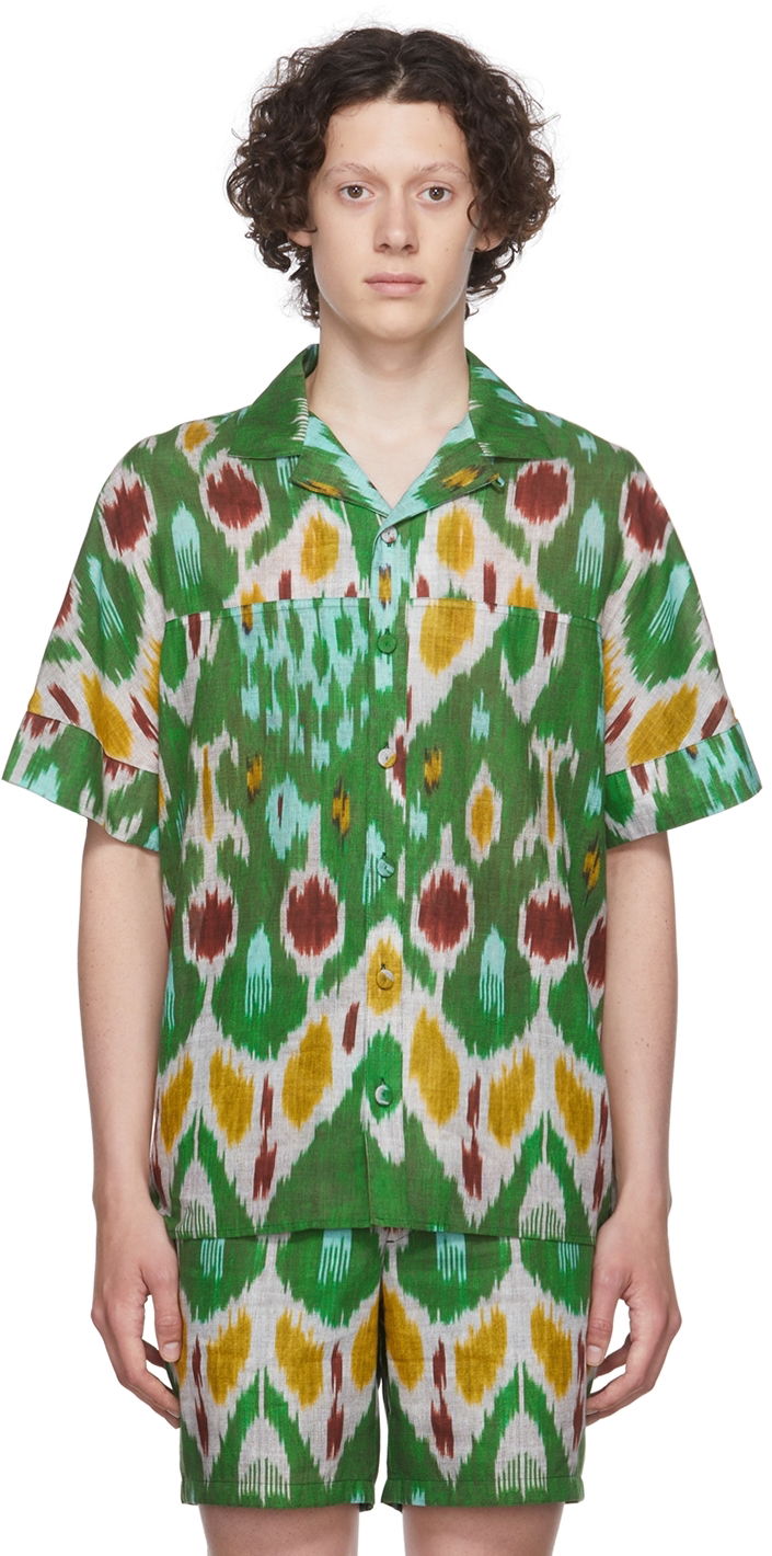 Сорочка Erdem Erdem Philip Ikat Print Resort Shirt Зелений | MV22_503MIGCL PHILIP SHIRT