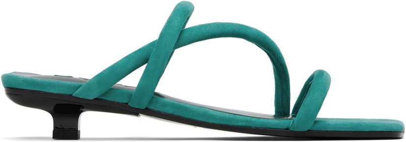 Аксесуари BY FAR BY FAR Morena Kid Suede Leather Heeled Sandals Зелений | MWFHO015KL007GR047PL