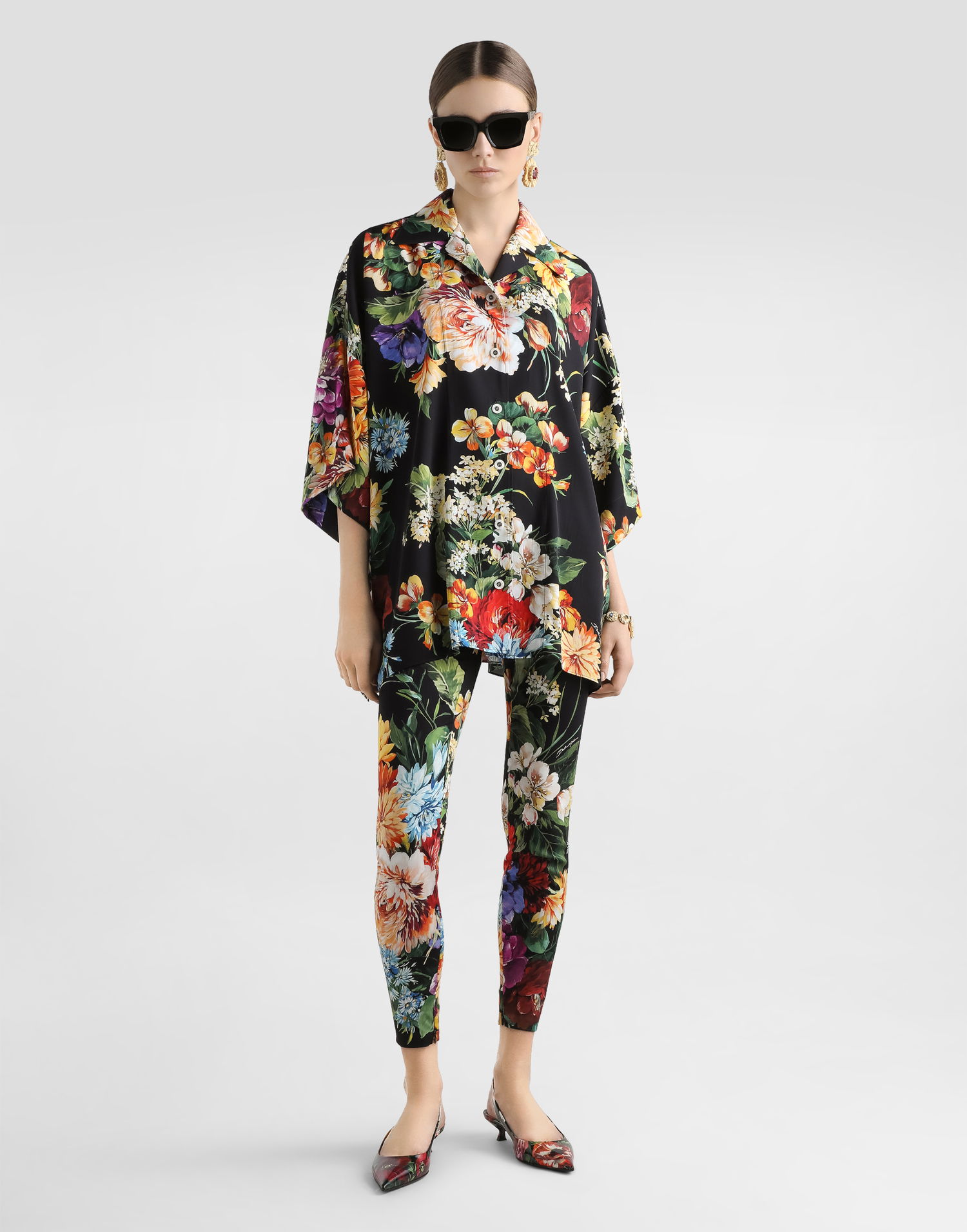 Штани Dolce & Gabbana Dolce & Gabbana Charmeuse Flower Bouquet-Print Pants чорний | FTCQ4TFSA7WHN5PC, 1