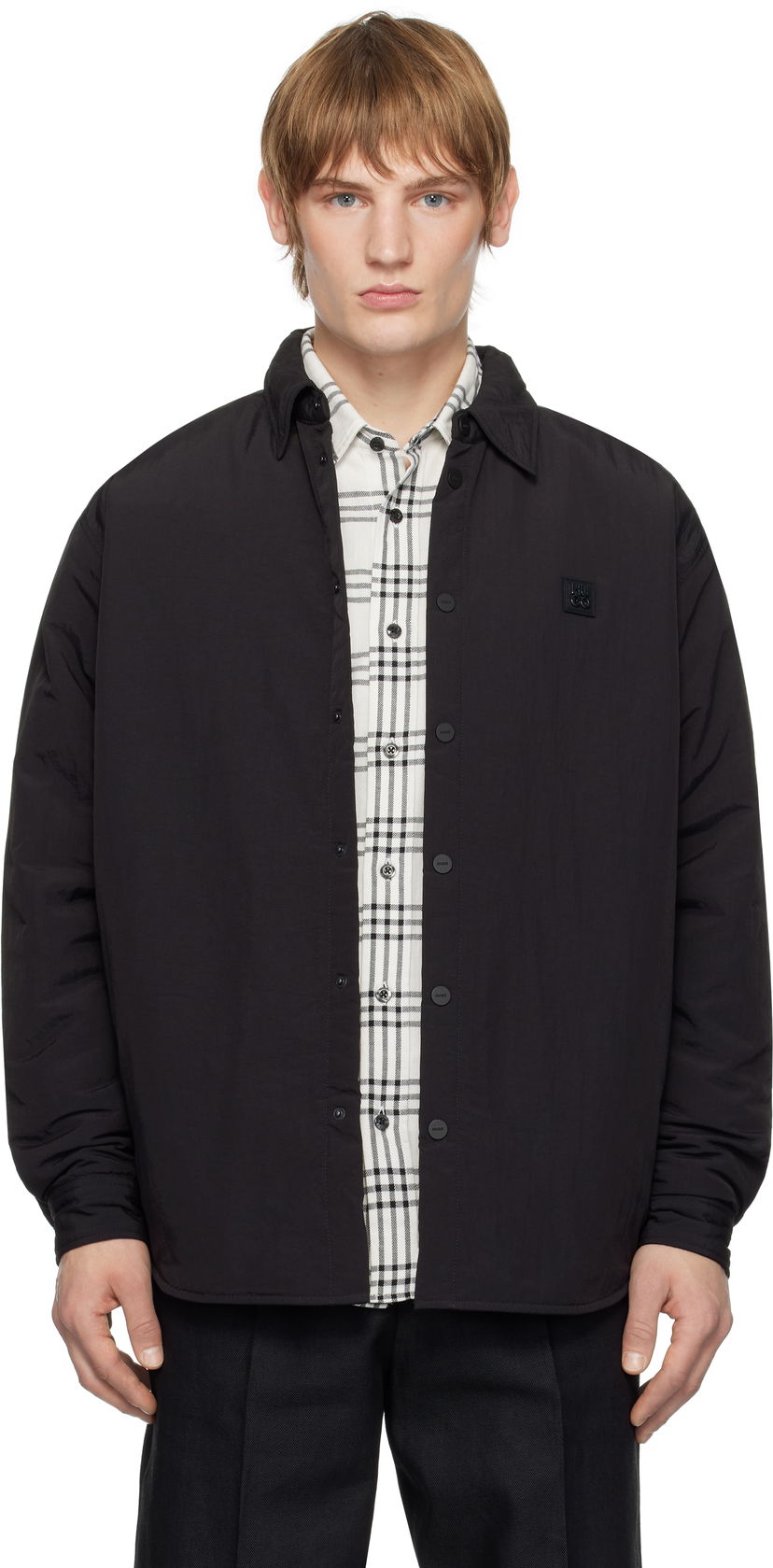 Сорочка BOSS Padded Overshirt With Logo Badge чорний | 50534283