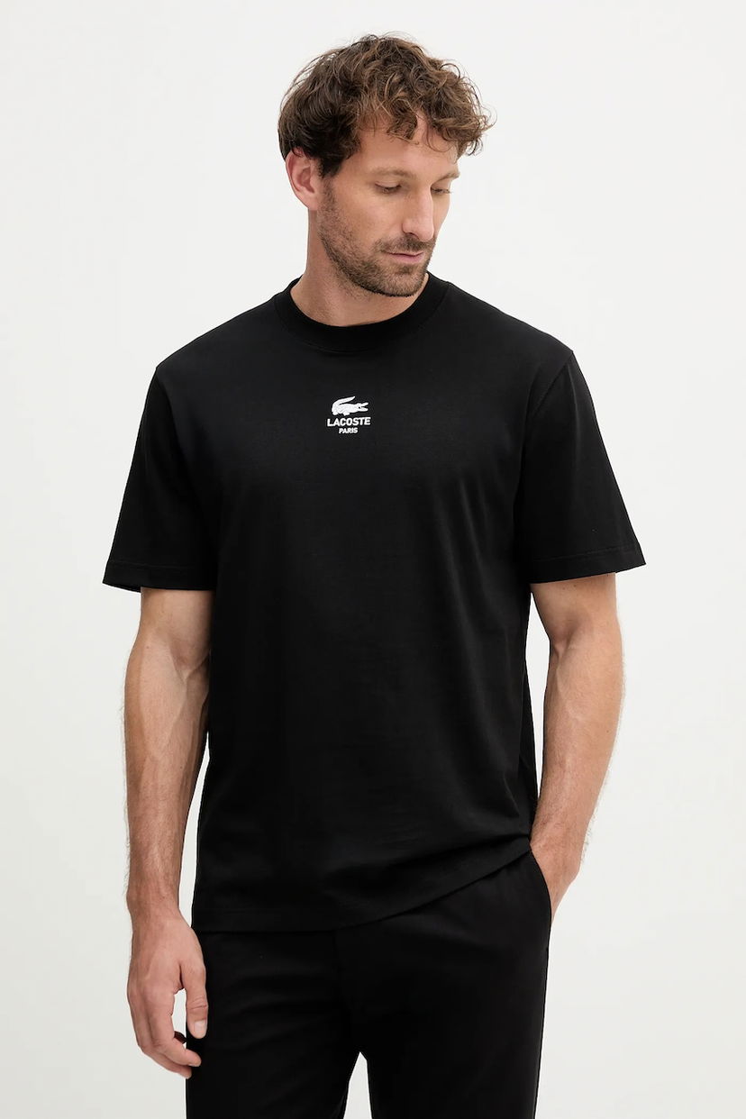 Футболка Lacoste Lacoste Paris Logo Print T-Shirt чорний | TH2739