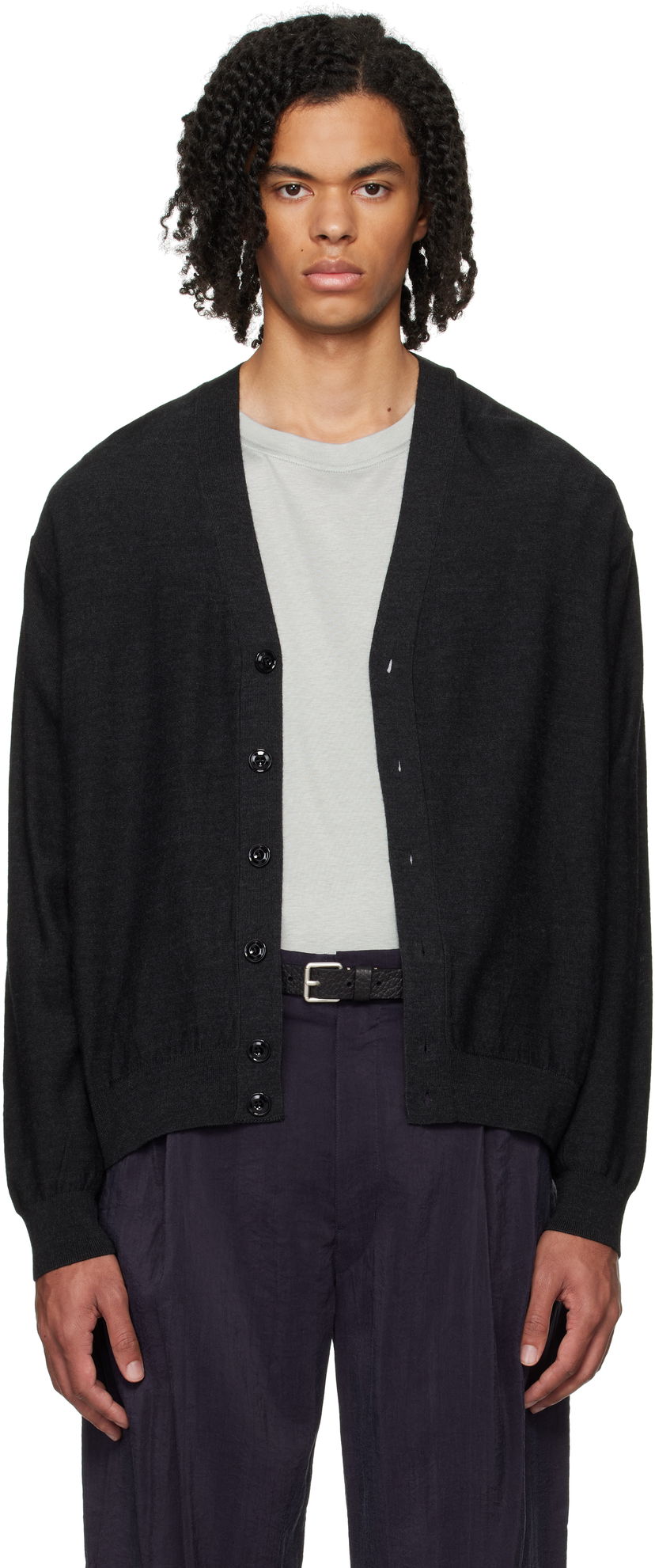 Cветр LEMAIRE Relaxed Cardigan чорний | TO1082 LK087