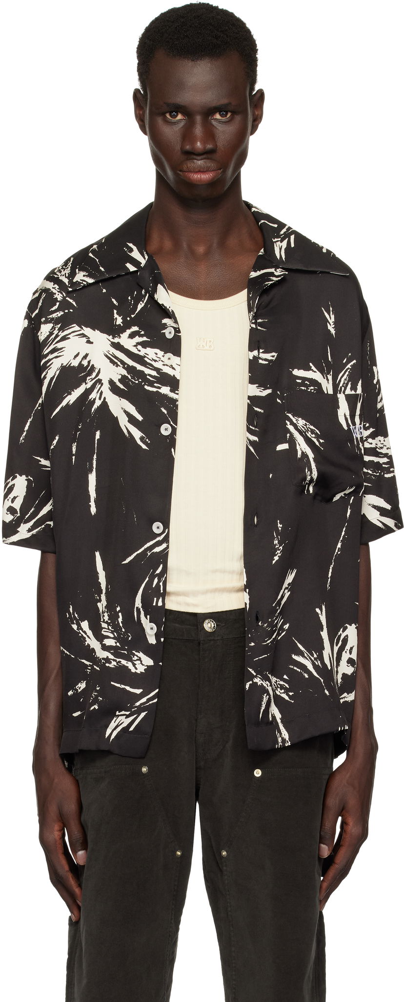 Сорочка Wales Bonner Wales Bonner Highlife Bowling Shirt чорний | MS25SH08-VI05-9900 PRINT VISCOSE