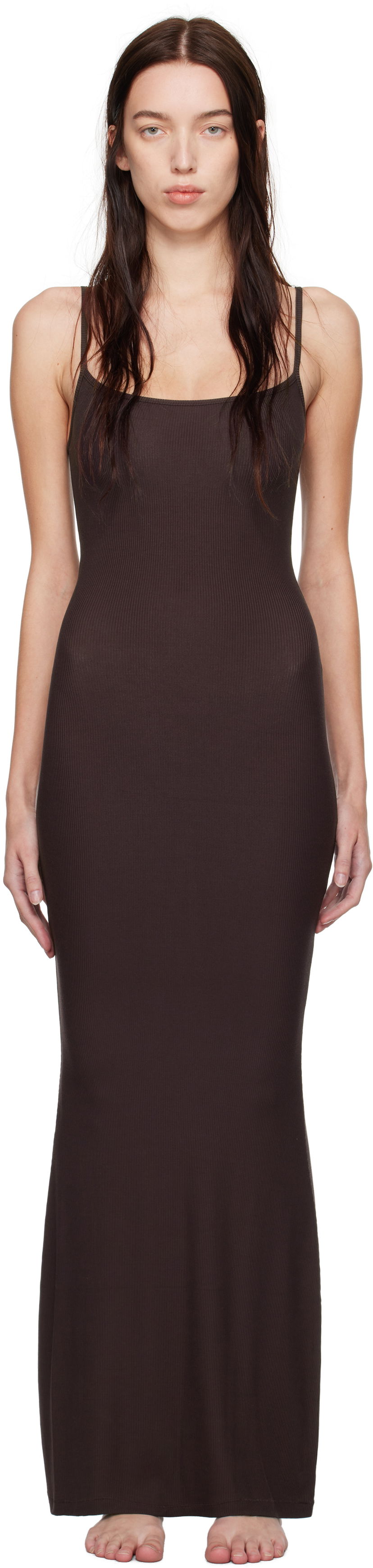 плаття SKIMS Soft Lounge Long Slip Dress Коричневий | AP-DRS-0596