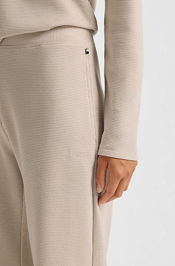 піжами BOSS Cotton-blend pyjama bottoms with waffle structure бежевий | 50550317, 1