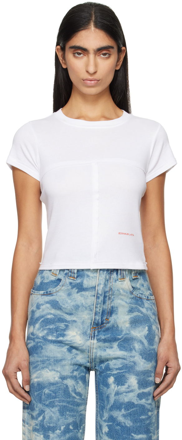 Футболка Eckhaus Latta Lapped Baby T-shirt білий | 303-EL-PF24-W -