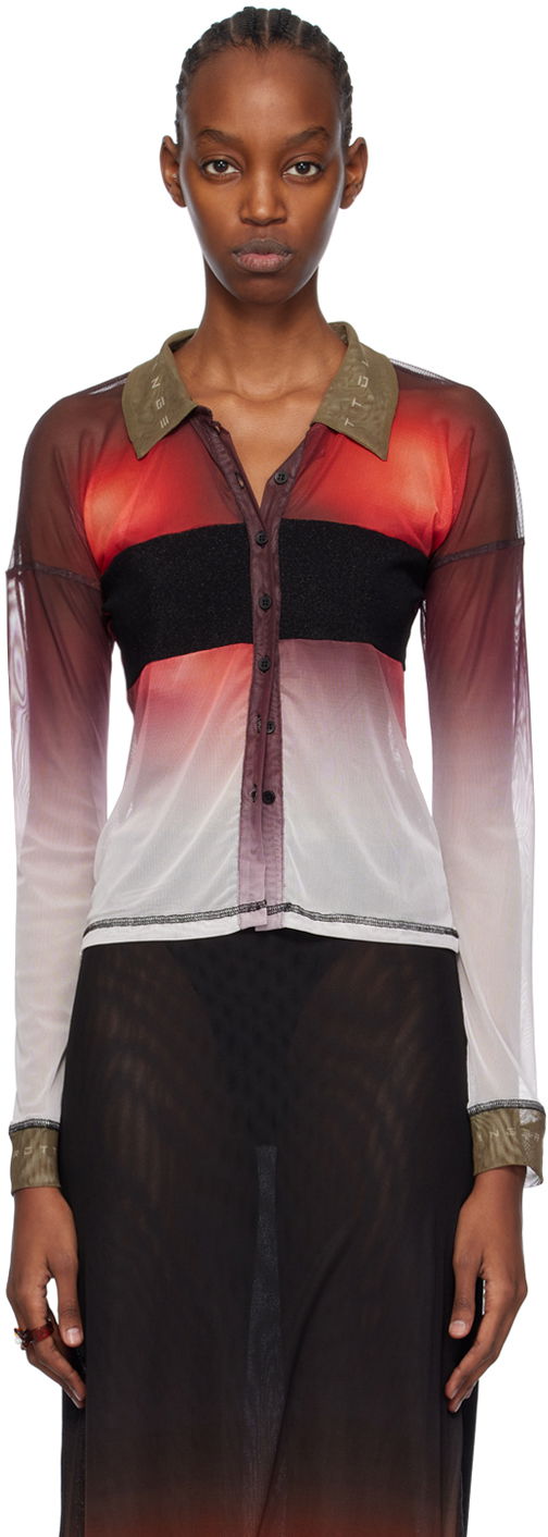 Сорочка поло Ottolinger Ottolinger Semi-Sheer Long Sleeve Polo Червоний | 103401