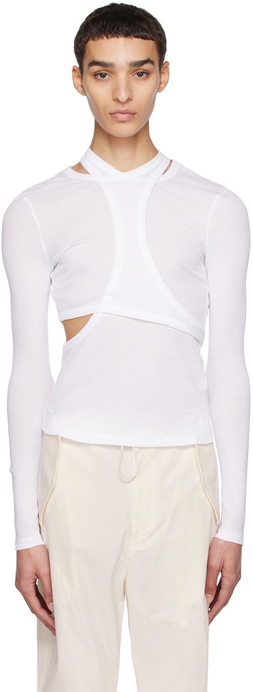 Футболка Dion Lee Modular Cutout Long Sleeve T-Shirt білий | C3102R23