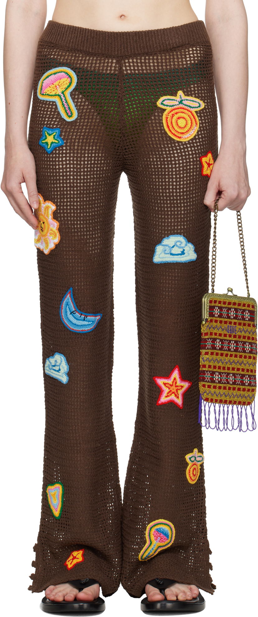 Штани Casablanca Casablanca Crochet Motif Trousers Коричневий | WS25-KW-940-01