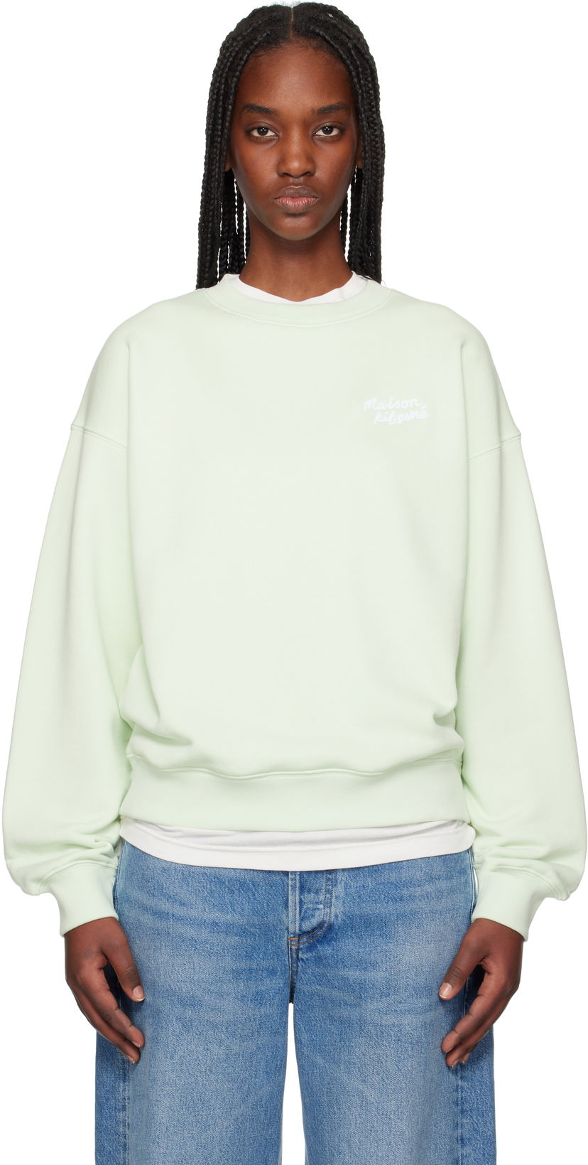 Cветр MAISON KITSUNÉ Maison Kitsuné Handwriting Comfort Sweatshirt Зелений | MW00314KM0321