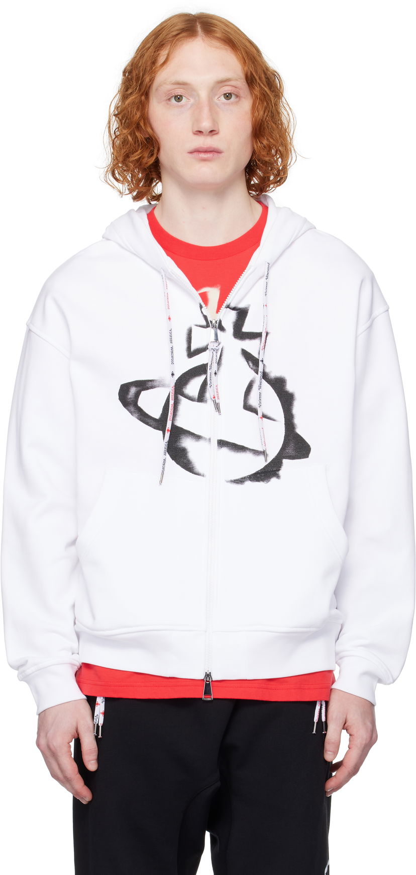 Світшоти Vivienne Westwood Vivienne Westwood Stencil Orb Zip Hoodie білий | 2I01000I-J006O-