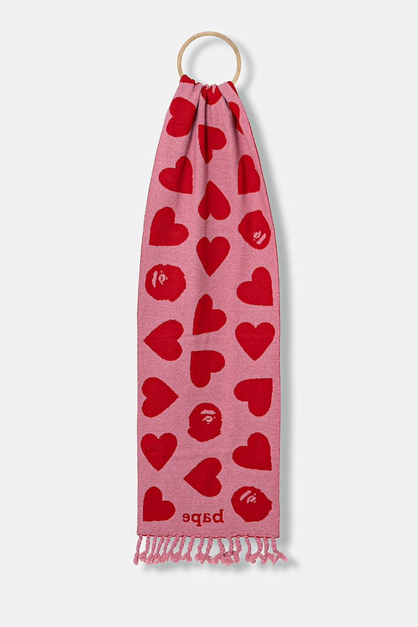 Шарф BAPE A Bathing Ape I Love Bape Wool Blend Scarf Рожевий | 1K80282001