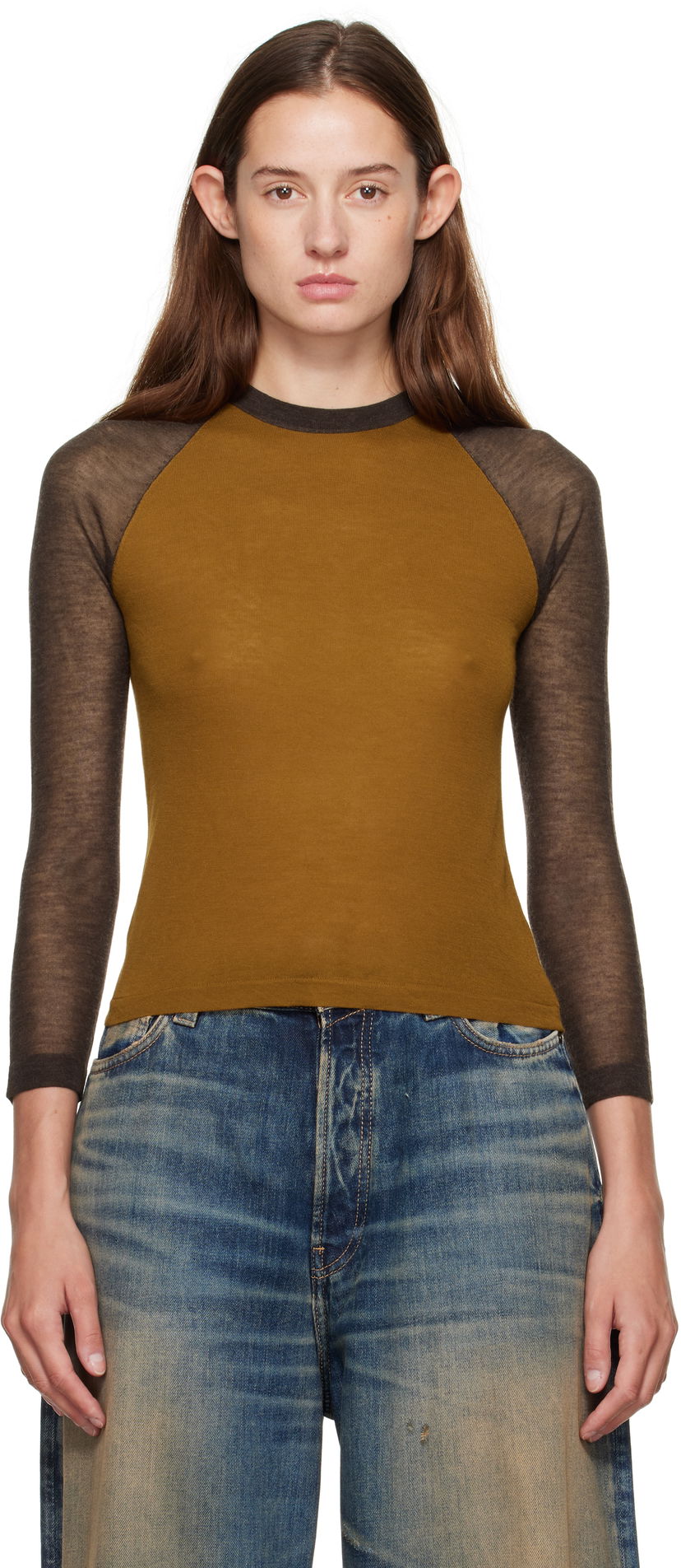Футболка Acne Studios Acne Studios Semi-Sheer T-Shirt Коричневий | A60588-